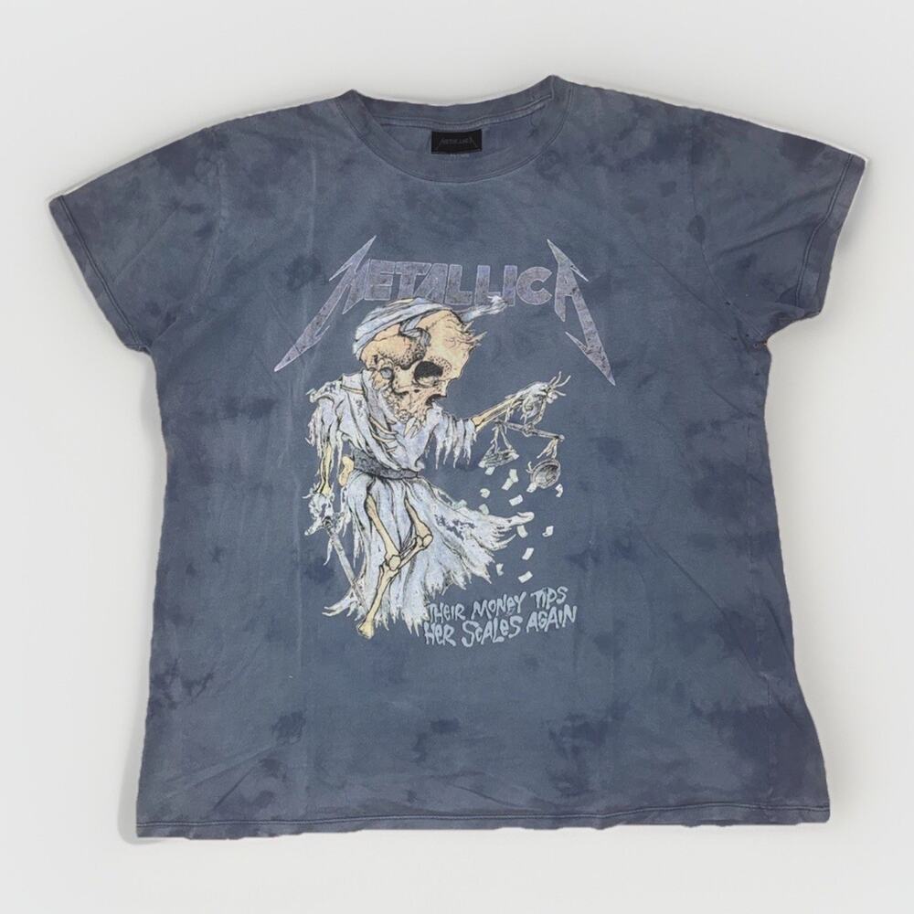 Cotton On Metallica Tie Dye T-Shirt Blue XL 22x25